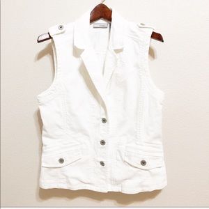 Chico’s Platinum White Denim Vest | 0